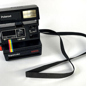 Vintage Polaroid SUPERCOLOR‎ 635CL Camera Rainbow Stripe w/ Strap Untested